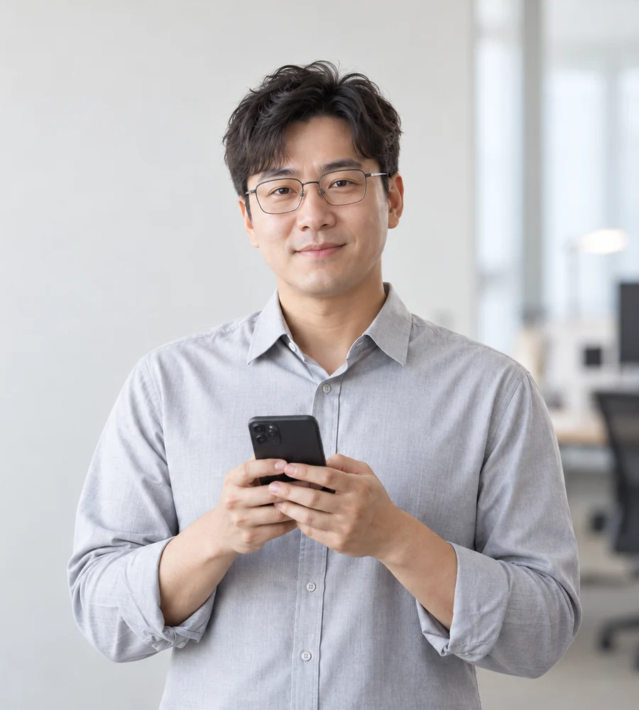 진해 일수 상담을 휴대전화로 안내받는 고객