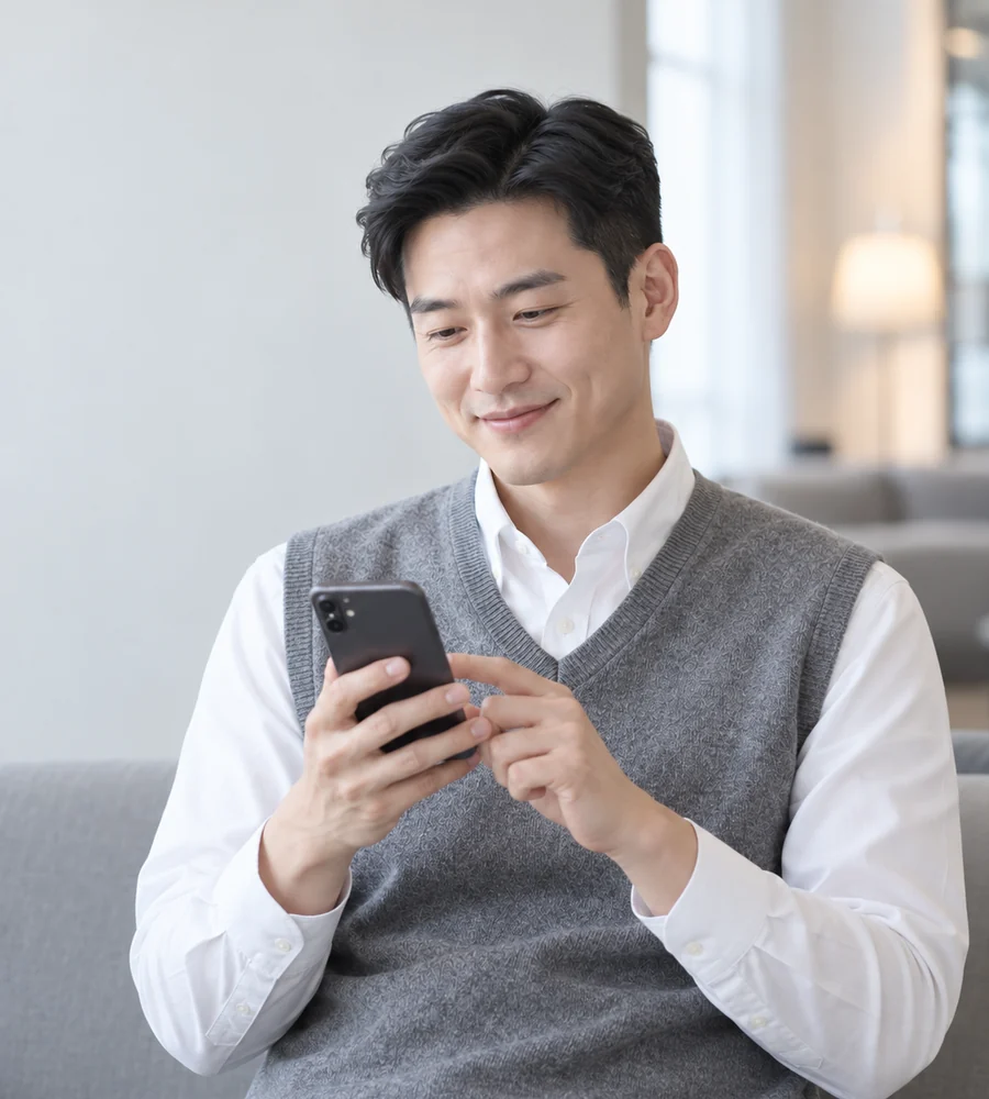 진해 일수 상담을 휴대전화로 안내받는 고객
