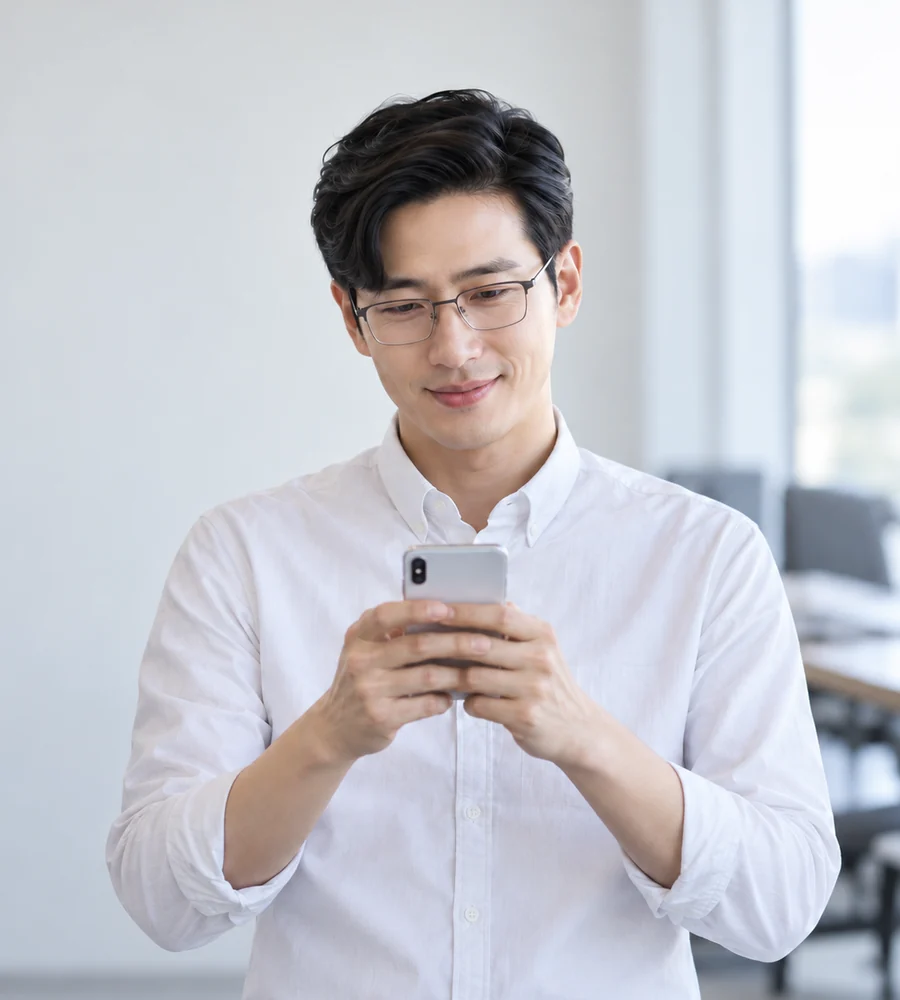 진해 일수 상담을 휴대전화로 안내받는 고객